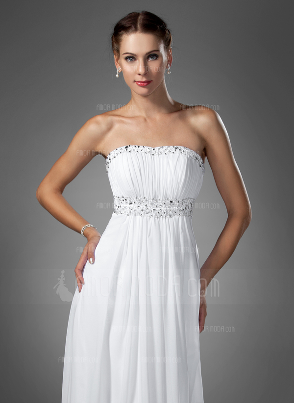 Keizer Sweetheart Korte Sleep Chiffon Avondjurk met Roes Beading Pailletten (017004374)