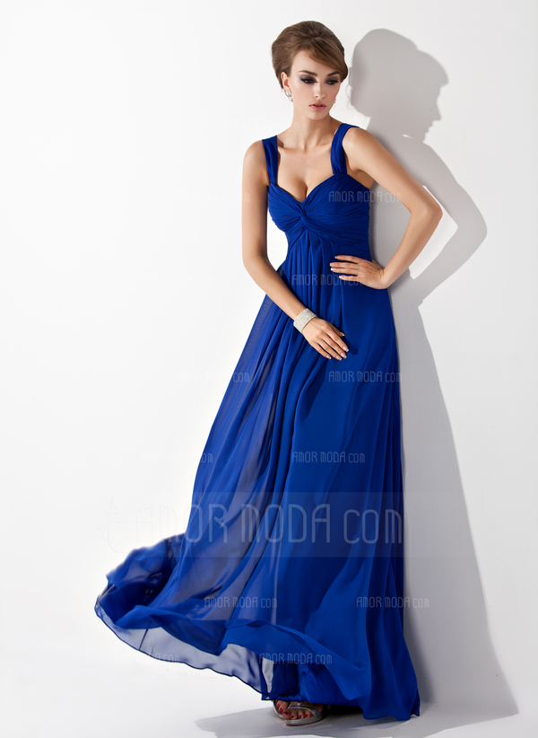 Empire Cœur Longeur au sol Mousseline Robe de Bal de Promo avec Ondulé (018004998)