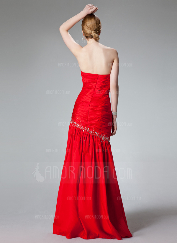 Zeemeermin Sweetheart Vloerlengte Taf Avondjurk met Roes Kraal Lovertjes (017004163)