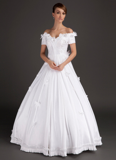 Robe de Mariée bal Hors épaule Longeur au sol Satin Robe de Mariée avec Dentelle Perlé Fleurs (002015489) Robe de Mariée bal Hors épaule Longeur au sol Satin Robe de Mariée avec Dentelle Perlé Fleurs (002015489)