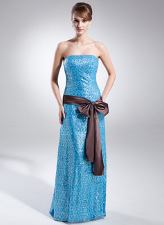 Robe de Bal de Promo Ligne-A/Princesse Sans bretelles Traine longue Pailleté Robe de Bal de Promo avec Sash (018015858)