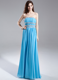 Robe de Bal de Promo Ligne-A/Princesse Sans bretelles Longeur au sol Mousseline Robe de Bal de Promo avec Ondulé Bretelle Brodé (018015846)