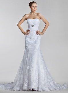 Robe de Mariée Ligne-A/Princesse Cœur Traine courte Satin Tulle Robe de Mariée avec Ondulé Dentelle Broche florale en cristal (002000637) Robe de Mariée Ligne-A/Princesse Cœur Traine courte Satin Tulle Robe de Mariée avec Ondulé Dentelle Broche florale en cristal (002000637)