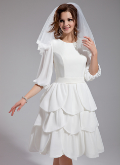 Robe de Mariée Ligne-A/Princesse Col rond Mi-longues Mousseline Robe de Mariée avec Ondulé (002012032) Robe de Mariée Ligne-A/Princesse Col rond Mi-longues Mousseline Robe de Mariée avec Ondulé (002012032)