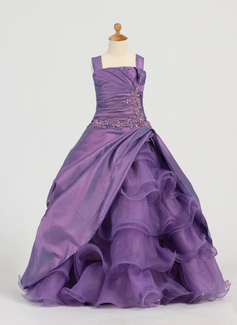 Flower Girl Dresses A-Line/Princess Square Neckline Floor-Length Taffeta Organza Flower Girl Dress With Ruffle Lace Beading (010005784) Flower Girl Dresses A-Line/Princess Square Neckline Floor-Length Taffeta Organza Flower Girl Dress With Ruffle Lace Beading (010005784)