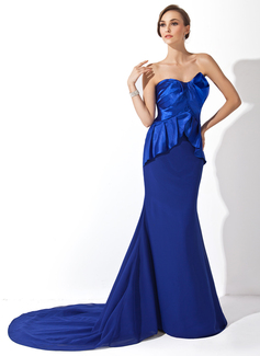 Avondjurken Zeemeermin Sweetheart Lange Sleep Chiffon Satijnzijde Avondjurk met Roes (017006701) Avondjurken Zeemeermin Sweetheart Lange Sleep Chiffon Satijnzijde Avondjurk met Roes (017006701)
