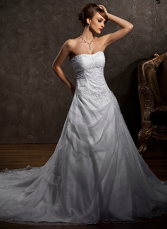 Robe de Mariée Ligne-A/Princesse Cœur Traîne Chapelle Organza Satin Robe de Mariée avec lacet Perlé (002004509) Robe de Mariée Ligne-A/Princesse Cœur Traîne Chapelle Organza Satin Robe de Mariée avec lacet Perlé (002004509)