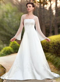 Robe de Mariée Ligne-A/Princesse Encolure carrée Traîne Chapelle Mousseline Satin Robe de Mariée avec Broderie (002011989) Robe de Mariée Ligne-A/Princesse Encolure carrée Traîne Chapelle Mousseline Satin Robe de Mariée avec Broderie (002011989)