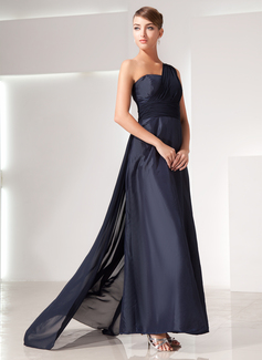 Avondjurken A-Lijn/Prinses Een-Schouder Watteau Sleep Chiffon Taf Avondjurk met Roes (017014437) Avondjurken A-Lijn/Prinses Een-Schouder Watteau Sleep Chiffon Taf Avondjurk met Roes (017014437)