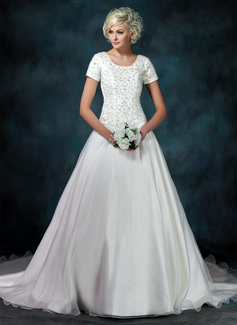 Robe de Mariée bal Encolure carrée Traîne Chapelle Organza Satin Robe de Mariée avec Broderie Perlé Pailleté (002000540) Robe de Mariée bal Encolure carrée Traîne Chapelle Organza Satin Robe de Mariée avec Broderie Perlé Pailleté (002000540)