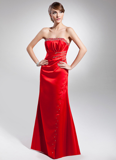 Avondjurken Nauwaansluitend Strapless Vloerlengte Satijn Avondjurken met Roes Kraal (017014688) Avondjurken Nauwaansluitend Strapless Vloerlengte Satijn Avondjurken met Roes Kraal (017014688)