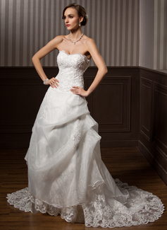 Robe de Mariée Ligne-A/Princesse Cœur Traîne Chapelle Organza Satin Robe de Mariée avec Dentelle Perlé (002000146) Robe de Mariée Ligne-A/Princesse Cœur Traîne Chapelle Organza Satin Robe de Mariée avec Dentelle Perlé (002000146)