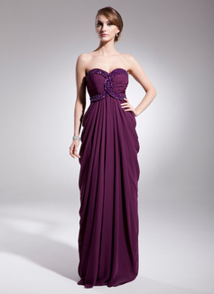 Cheap Evening Dresses Empire Sweetheart Floor-Length Chiffon Evening Dress With Ruffle Beading Sequins (017014566)