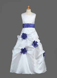 Flower Girl Dresses A-Line/Princess Scoop Neck Floor-Length Satin Flower Girl Dress With Sash Beading Flower(s) Sequins (010002149) Flower Girl Dresses A-Line/Princess Scoop Neck Floor-Length Satin Flower Girl Dress With Sash Beading Flower(s) Sequins (010002149)