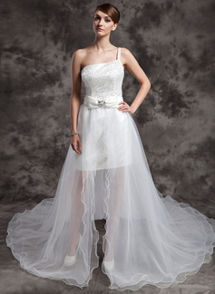 Robe de Mariée Ligne-A/Princesse Une epaule Assymetrique Satin Tulle Robe de Mariée avec Perlé Sequins (002024076) Robe de Mariée Ligne-A/Princesse Une epaule Assymetrique Satin Tulle Robe de Mariée avec Perlé Sequins (002024076)