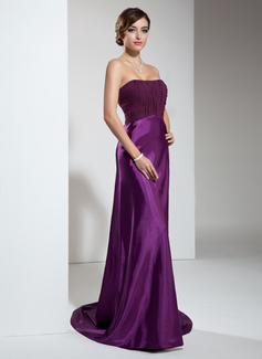 Robe de Bal de Promo Empire Cœur Traine courte Mousseline Charmeuse Robe de Bal de Promo avec Ondulé (018002765)