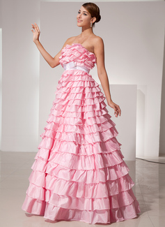 Robe de Bal de Promo bal Sans bretelles Longeur au sol Taffetas Robe de Bal de Promo avec Bretelle (018014476)