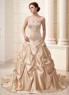 Robe de Mariée bal Cœur Traîne Chapelle Satin Robe de Mariée avec Broderie Ondulé Perlé (002011639) Robe de Mariée bal Cœur Traîne Chapelle Satin Robe de Mariée avec Broderie Ondulé Perlé (002011639)