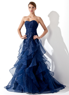 Robe de Bal de Promo Ligne-A/Princesse Cœur Traine longue Organza Robe de Bal de Promo avec Ondulé (018004861) Robe de Bal de Promo Ligne-A/Princesse Cœur Traine longue Organza Robe de Bal de Promo avec Ondulé (018004861)