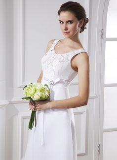 Robe de Mariée Ligne-A/Princesse Col rond Longeur à mi jambe Organza Satin Robe de Mariée avec Echarpes Perlé (002015483) Robe de Mariée Ligne-A/Princesse Col rond Longeur à mi jambe Organza Satin Robe de Mariée avec Echarpes Perlé (002015483)
