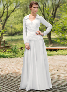 Robe de Mariée Ligne-A/Princesse Col rond Longeur au sol mousseline de soie Satin Robe de Mariée avec Ondulé Perlé (002012022) Robe de Mariée Ligne-A/Princesse Col rond Longeur au sol mousseline de soie Satin Robe de Mariée avec Ondulé Perlé (002012022)