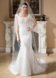 Robe de Mariée Sirene Encolure carrée Traine courte Satin Dentelle Robe de Mariée avec Perlé (002000257) Robe de Mariée Sirene Encolure carrée Traine courte Satin Dentelle Robe de Mariée avec Perlé (002000257)