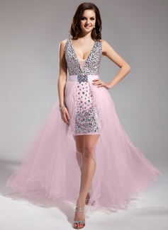 Robe de Bal de Promo Gaine Col V Assymetrique mousseline de soie Tulle Robe de Bal de Promo avec Brodé (018018996) Robe de Bal de Promo Gaine Col V Assymetrique mousseline de soie Tulle Robe de Bal de Promo avec Brodé (018018996)
