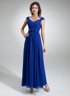 Avondjurken A-Lijn/Prinses V-nek Enkellengte Chiffon Avondjurk met Roes Kraal Bloem(En) (017020710) Avondjurken A-Lijn/Prinses V-nek Enkellengte Chiffon Avondjurk met Roes Kraal Bloem(En) (017020710)