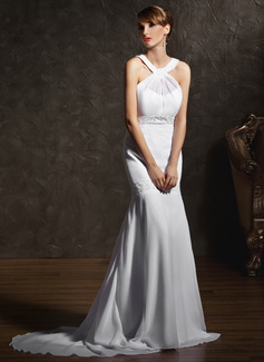 Robe de Mariée Sirene Col rond Traine courte Mousseline Robe de Mariée avec Ondulé Perlé (002011618) Robe de Mariée Sirene Col rond Traine courte Mousseline Robe de Mariée avec Ondulé Perlé (002011618)