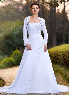 Robe de Mariée Ligne-A/Princesse Sans bretelles Traîne Chapelle mousseline de soie Robe de Mariée avec Ondulé Perlé Pailleté (002000391) Robe de Mariée Ligne-A/Princesse Sans bretelles Traîne Chapelle mousseline de soie Robe de Mariée avec Ondulé Perlé Pailleté (002000391)