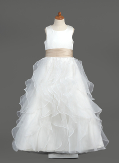 Flower Girl Dresses A-Line/Princess Scoop Neck Floor-Length Organza Satin Flower Girl Dress With Sash (010005799) Flower Girl Dresses A-Line/Princess Scoop Neck Floor-Length Organza Satin Flower Girl Dress With Sash (010005799)