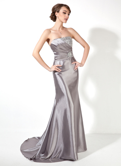 Robe de Bal de Promo Sirene Sans bretelles Traine longue Charmeuse Robe de Bal de Promo avec Ondulé Brodé Pailleté (018004895) Robe de Bal de Promo Sirene Sans bretelles Traine longue Charmeuse Robe de Bal de Promo avec Ondulé Brodé Pailleté (018004895)