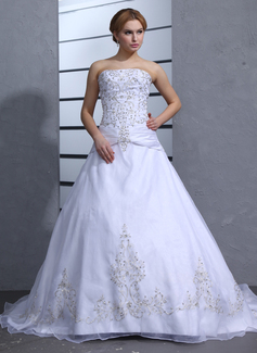 Robe de Mariée bal Sans bretelles Traîne Chapelle Organza Satin Robe de Mariée avec Broderie Perlé (002000239) Robe de Mariée bal Sans bretelles Traîne Chapelle Organza Satin Robe de Mariée avec Broderie Perlé (002000239)