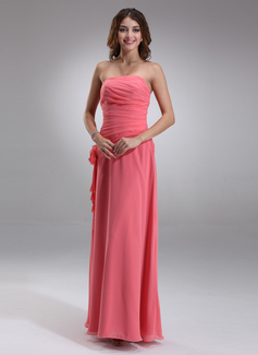 Cheap Bridesmaid Dresses Sheath Strapless Floor-Length Chiffon Bridesmaid Dress With Ruffle Flower(s) (007001081) Cheap Bridesmaid Dresses Sheath Strapless Floor-Length Chiffon Bridesmaid Dress With Ruffle Flower(s) (007001081)