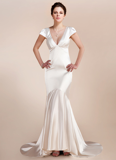 Robe de Mariée Sirene Col V Assymetrique Charmeuse Robe de Mariée (002012161) Robe de Mariée Sirene Col V Assymetrique Charmeuse Robe de Mariée (002012161)