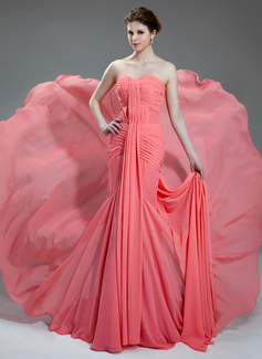 Robe de Bal de Promo Sirene Cœur Traîne Chapelle mousseline de soie Robe de Bal de Promo avec Ondulé (018024365) Robe de Bal de Promo Sirene Cœur Traîne Chapelle mousseline de soie Robe de Bal de Promo avec Ondulé (018024365)
