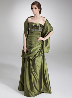 Avondjurken A-Lijn/Prinses Strapless Vloerlengte Taf Avondjurk met Roes Beading Pailletten (017020988)