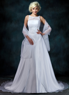 Robe de Mariée Ligne-A/Princesse Col rond Traine courte Organza Satin Robe de Mariée avec Dentelle Perlé (002000104) Robe de Mariée Ligne-A/Princesse Col rond Traine courte Organza Satin Robe de Mariée avec Dentelle Perlé (002000104)