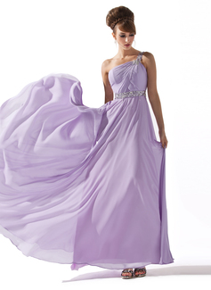 Cheap Prom Dresses A-Line/Princess One-Shoulder Floor-Length Chiffon Prom Dress With Ruffle Beading Sequins (018013785)