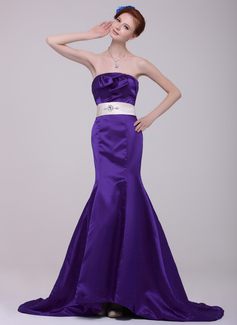 Avondjurken Zeemeermin Strapless Lange Sleep Satin Avondjurk met Sash Kraal (017016205) Avondjurken Zeemeermin Strapless Lange Sleep Satin Avondjurk met Sash Kraal (017016205)