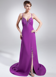 Avondjurken A-Lijn/Prinses Sweetheart Lange Sleep Chiffon Avondjurk met Beading (008015884) Avondjurken A-Lijn/Prinses Sweetheart Lange Sleep Chiffon Avondjurk met Beading (008015884)