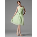 Empire Scoop Neck Knee-Length Chiffon Bridesmaid Dress With Ruffle Flower(s) (007004129) Empire Scoop Neck Knee-Length Chiffon Bridesmaid Dress With Ruffle Flower(s) (007004129)