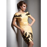 Nauwaansluitend Open-Schouder Knielengte Taf Avondjurk met Lace (017005591)