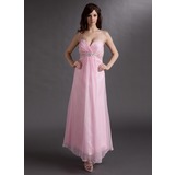 Empire Cœur Longueur cheville Mousseline Robe de Bal de Promo avec Ondulé Brodé (018016266)