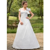 bal Hors épaule Traine courte Taffetas Robe de Mariée avec Ondulé Perlé (002001435)