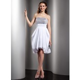 Keizer Strapless A-Symmetrisch Chiffon Lovertjes Schoolgala Jurk met Roes (022010357)