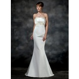 Sirene Cœur Traine courte Satin Robe de Mariée avec Ondulé Perlé (002011621)