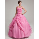 bal Longeur au sol Organza Robe de Quinceanera avec Ondulé Dentelle Brodé (021017547)