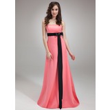 Keizer Strapless Korte Sleep satijn Bruidsmeisjes Jurk met Sash Beading (007001482)
