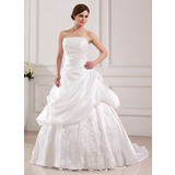 bal Sans bretelles Traine courte Taffetas Tulle Robe de Mariée avec Dentelle (002019536)